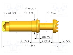 Test needle; Spring compression: 2.8mm; 3.5mm; 30A; CuBe; Ø: 3.5mm