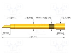 Test probe socket; gold-plated; KS-747; soldered; L: 37mm