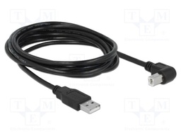Cable; USB 2.0; USB A plug,USB B plug 90° up/down; 3m; black