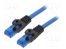 Patch cord; U/UTP; 6a; solid; Cu; blue; 1m; RJ45 plug,both sides
