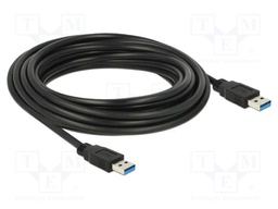 Cable; USB A plug,both sides; gold-plated; 5m; black; Cu; 5Gbps