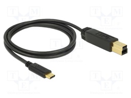 Cable; USB B plug,USB C plug; 1m; black; 24AWG,30AWG; 10Gbps; 3A
