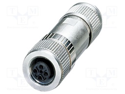 Connector: M12; plug; PIN: 4; 48V; straight; IP67; IDC; Contacts: CuSn