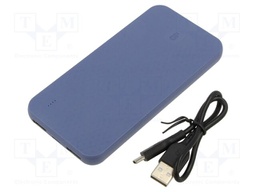Re-battery: powerbank; 3.7V; 10000mAh; 68x138.5x16mm; navy blue
