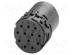 Connector: M23; contact insert; PIN: 12; crimped; M23 PRO; 8A; 150V