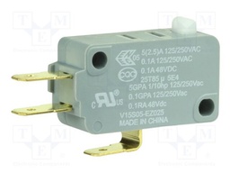 Microswitch SNAP ACTION; without lever; SPDT; 5A/250VAC; ON-(ON)