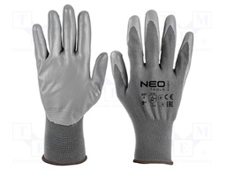Protective gloves; Size: 9; grey; polyester,polyurethane