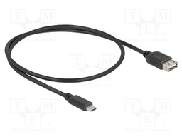 Cable; USB 2.0; USB A double sided socket,USB C plug; 0.5m