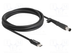 Cable; USB C plug,DC 7,4/5,0 plug; straight; black; 1.5m; black