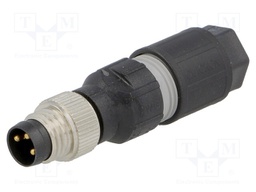 Connector: M8; male; PIN: 3; straight; for cable; plug; 4A; 40V