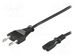 Cable; CEE 7/16 (C) plug,IEC C7 female; 3m; Sockets: 1; black; PVC