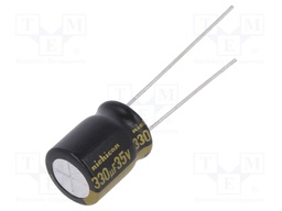 Capacitor: electrolytic; THT; 330uF; 35VDC; Ø10x12.5mm; Pitch: 5mm
