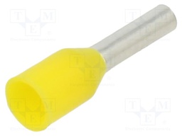 Tip: bootlace ferrule; insulated; copper; 1mm2; 6mm; tinned; yellow