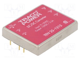 Converter: DC/DC; 25W; Uin: 9÷18V; 12VDC; Iout: 2500mA; 2"x1,6"; 48g