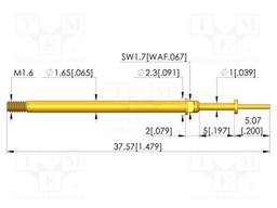Test needle; Spring compression: 4mm; 5mm; 5A; CuBe; gold-plated
