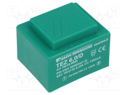 Transformer: encapsulated; 6VA; 230VAC; 18V; 333.3mA; Mounting: PCB