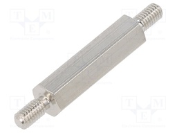 Screwed spacer sleeve; 20mm; Ext.thread: M3; hexagonal; brass