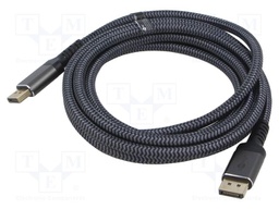 Cable; DisplayPort plug,both sides; textile; Len: 3m; black-grey