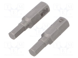 Screwdriver bit; Allen hex key; HEX 4mm; Overall len: 25mm; 2pcs.