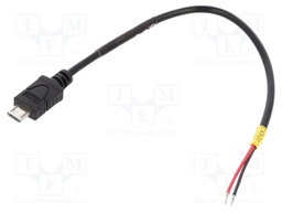 Cable; USB 2.0; wires,USB B micro plug; 150mm; black; 22AWG