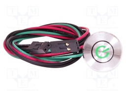 Microswitch TACT; SPST-NO; Pos: 2; 0.05A/12VDC; SNAP-IN; LED; green