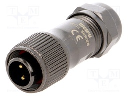 Plug; male; ST12; PIN: 2; IP67; 5÷8mm; 13A; soldering; for cable; 250V