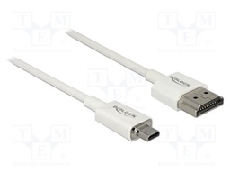 Cable; HDMI plug,micro HDMI plug; Len: 2m; white; 36AWG; Core: Cu