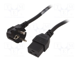 PWR CORD, IEC C19-CEE 7/7 PLUG R/A, BLK