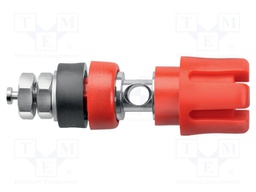 Socket; 4mm banana; 30A; 60VDC; 50mm; red; nickel plated; on panel
