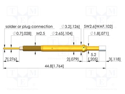 Test needle; Spring compression: 4.2mm; 5.2mm; 3A; plastic; flat