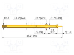 Test needle; Spring compression: 4mm; 5mm; 5A; CuBe; gold-plated