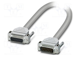 Cable; D-Sub 15pin socket,D-Sub 15pin plug; PVC; Len: 3m; grey