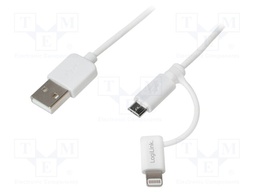 Cable; USB A plug,USB B micro plug,Apple Lightning plug; 1m