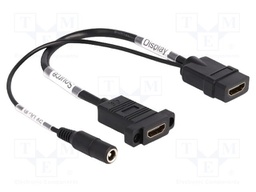 Cable; DC socket,DisplayPort socket,both sides; 0.3m; black