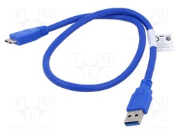 Cable; USB 3.0; USB A socket,USB B micro plug; gold-plated; 0.5m