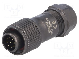 Plug; male; ST12; PIN: 9; IP67; 5÷8mm; 3A; soldering; for cable; 125V