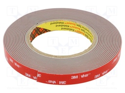Tape: fixing; W: 15mm; L: 5.5m; Thk: 1.6mm; acrylic; grey; 39N/cm