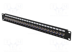 Patch panel; black; Number of ports: 24; F socket x24; rack 19"