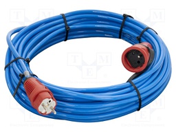 Extension lead; Sockets: 1; PUR; blue; 3x1,5mm2; 20m; 16A