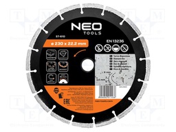 Cutting diamond wheel; Ø: 230mm; segmented; Holder: assembly hole