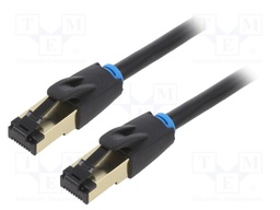 Patch cord; S/FTP; Cat 8; stranded; OFC; PVC; black; 1.5m; Cores: 8