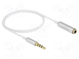 Cable; Jack 3.5mm 3pin socket,Jack 3,5mm 4pin plug; 0.5m; white