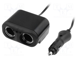 Cigarette lighter splitter; car lighter socket x2; 10A; black