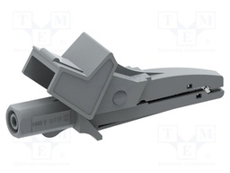 Crocodile clip; 10A; grey; Grip capac: max.22mm; Socket size: 4mm