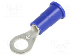 Ring terminal; M4,5; Ø: 4.98mm; crimped; for cable; insulated; blue