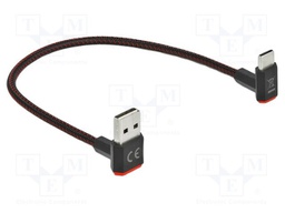Cable; USB 2.0; gold-plated; 0.2m; black,red; 24AWG,28AWG; 480Mbps