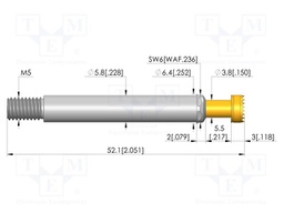 Test needle; Spring compression: 4.4mm; 5.5mm; 100A; CuBe; Ø: 6mm