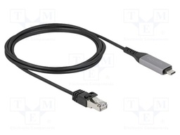 Cable; RJ45 plug,USB C plug; 2m; black; 32AWG; 1Gbps; Cat: 6