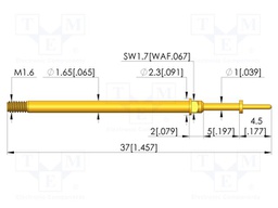 Test needle; Spring compression: 4mm; 5mm; 5A; CuBe; gold-plated