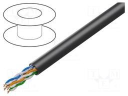 Wire; U/UTP; 4x2x24AWG; solid; CCA; PVC; black; 305m; Øcable: 5.2mm